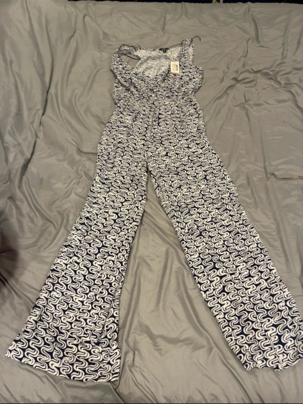 Women’s Navy & White Printed Jumpsuit